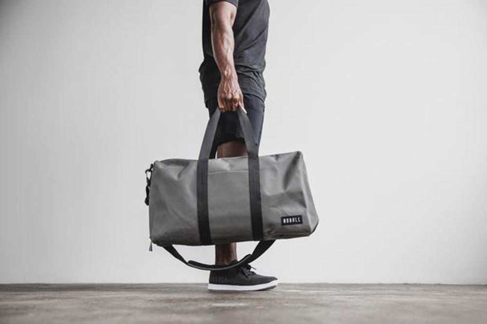 NOBULL Waxed Canvas Duffle Backpacks - Grey - Ireland (8206RWDPM)